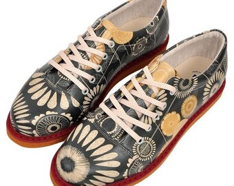 DOGO Oxford Shoes, Custom Shoes, Leather Lace Up Shoes, Flower Printed Shoes, Gift For Her, Vegan Leather, Broke’s A Bouquet Of Sun