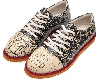 DOGO Oxford Shoes, Custom Shoes, Leather Lace Up Shoes, Flower Printed Shoes, Gift For Her, Vegan Leather, Broke’s Girls Club