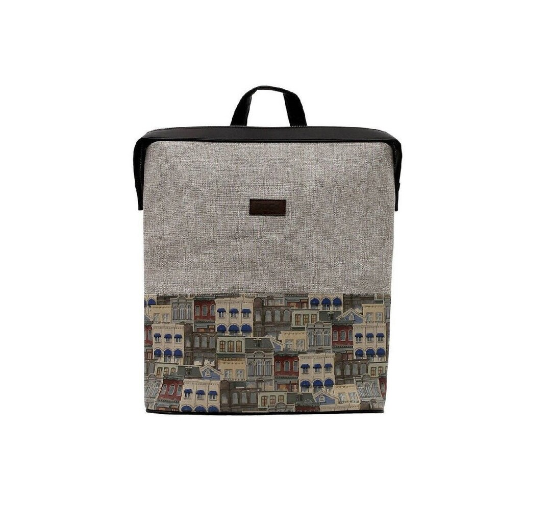 DOGO, Slim Backpack, Frame of Mind Design, Gray Backpack, Unisex Backpack,  Slim Laptop Bag, Gray Backpack, Handmade Bag, Custom Bag,