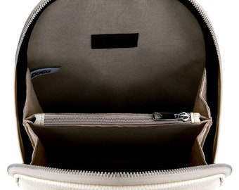 DOGO, White Backpack, the Wise Owl Design, Women Backpack, Leather