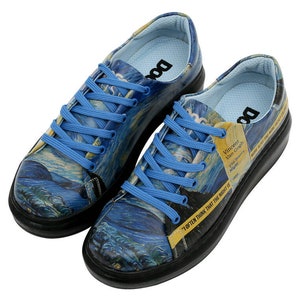 DOGO, Vincent Van Gogh, Starry Night, Platform Sneakers, Custom Sneakers, Platform Shoes, Leather Lace Up Shoes, Celestial Shoes