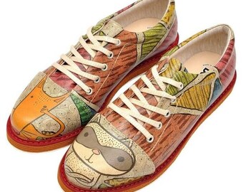 DOGO Oxford Shoes, Custom Shoes, Leather Lace Up Shoes, Flower Printed Shoes, Gift For Her, Vegan Leather, Broke’s Animals in Theatre