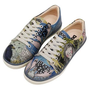 Women Vegan Leather Multicolor Sneakers - I was here Design