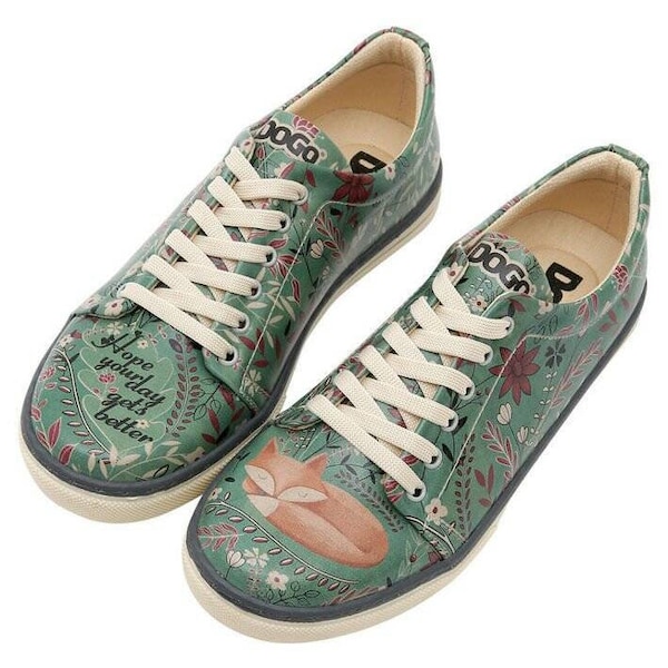 DOGO Custom Sneakers, Leather Lace Up Shoes, Shoes Women Sneakers, Floral Shoes, Low Heel, Flower Girl Shoes, Fox Pattern, Spirit Animal