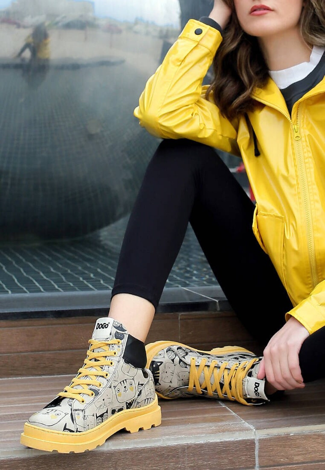 DOGO, Cat Figured, Platform Boots, Women's Boots, Chunky Boots, Leather  Boots, Red Platforms, Lace up Boots, Vegan Shoes, Monochrome Cats