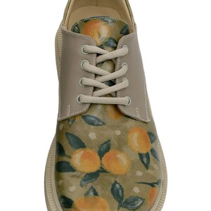 DOGO Veganska Oxfordskor i Läder, Fruktig Fågeldesign, Handgjorda bild 5