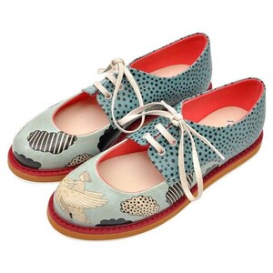 DOGO Pency, Mary Jane Shoes, Oxford Shoes, Printed Shoes, Vegan Leather, Lace up, Soft Sole, Valentines Day Gift, Above The Clouds