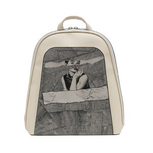 DOGO, sac à dos blanc, design pour redevenir vous-même, sac à dos pour femme, sac à dos en cuir, cartable d'écolier, sac imprimé, sac fait main,
