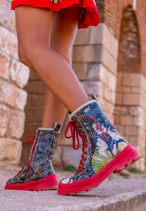 DOGO Platform Boots Chunky Boots Custom Shoes Combat Boots New Rock Boots Vegan Shoes Leather Lace up Shoes Gisele Small Talk Etsy New Zealand