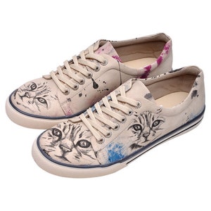 DOGO, Custom Sneaker, Platform Sneakers, Cat Printed Shoes, One Piece Sneakers, Women Sneakers, Lace Up Shoes, Vegan Leather, Deepness