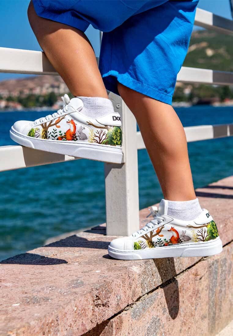 鹿 Shika×TOKYOGUNS CICAGO A2 ED5 スニーカーヘッズ Handmade Vegan Leather Kids Sneakers, Fox & Rabbit Print - Etsy