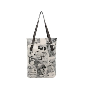 DOGO, Graue Umhängetasche, WB Teddy Skizze Design, Frauen Schultertasche, Ledertasche, Gedruckt Tasche, Sling Bag, Handgemachte Tasche, Maßgeschneiderte Tasche,