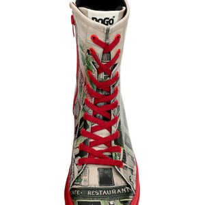 DOGO, Gisele La Vie Parisienne, Custom Printed, Vegan, Handmade, Chunky Heel, Red Sole Shoes image 6