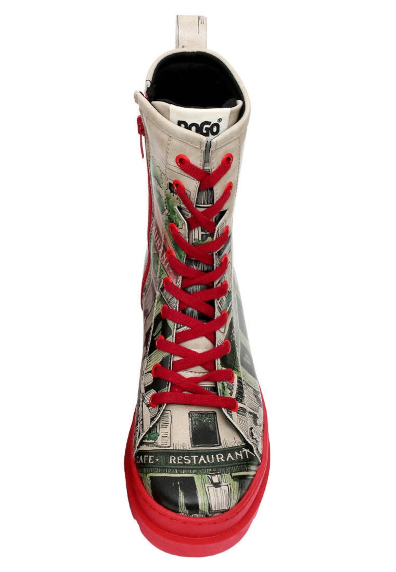DOGO, Gisele La Vie Parisienne, Custom Printed, Vegan, Handmade, Chunky Heel, Red Sole Shoes image 6