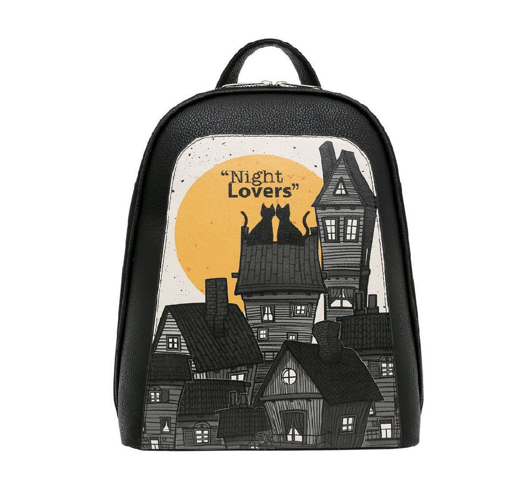 DOGO, Black Backpack, Night Lovers Design, Women Backpack, Leather