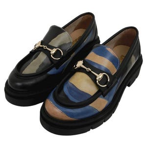 Women Vegan Leather Multicolor Loafers - Window Design