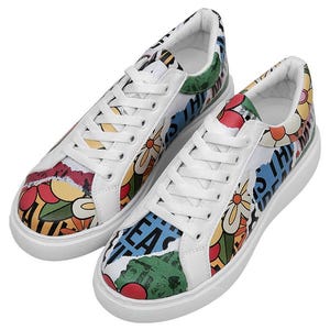 Women Vegan Leather Multicolor Sneakers - Creative Mess Design