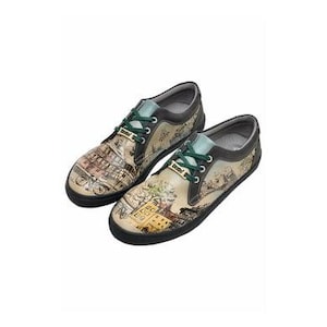 DOGO, Custom Sneakers, One Piece Sneakers, Custom Shoes, Black Shoes, Vegan Leather, Printed Shoes, Leather Lace Up Shoes, Cord Take a Walk