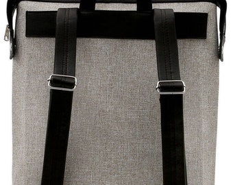 DOGO, Slim Backpack, Frame of Mind Design, Gray Backpack, Unisex Backpack,  Slim Laptop Bag, Gray Backpack, Handmade Bag, Custom Bag,