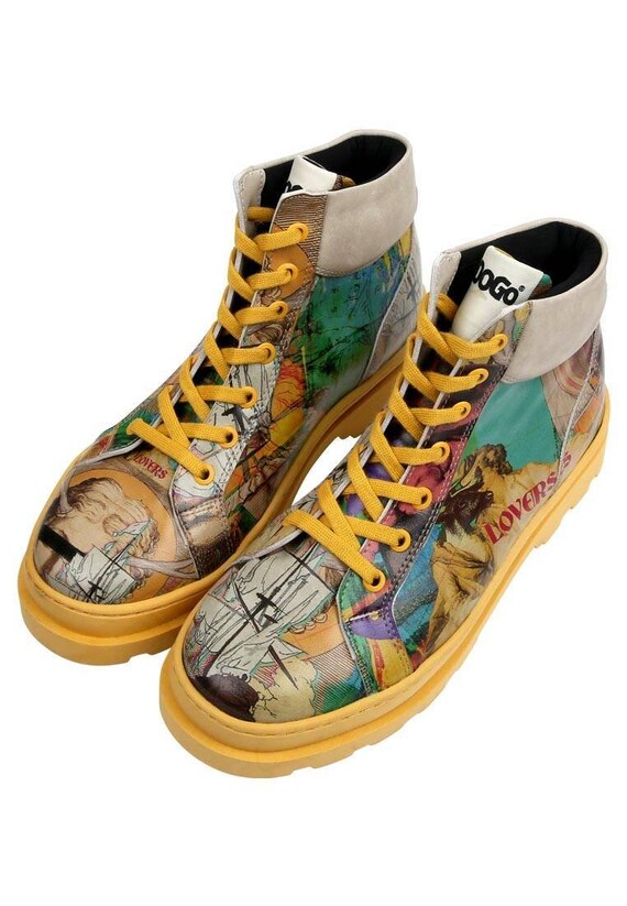 DOGO Platform Boots Women s Boots Chunky Boots Yellow Leather