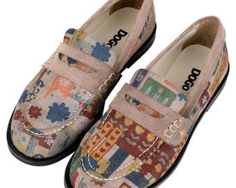 DOGO-Damloafers i veganskt läder med krämfärg - Anatolian Patterns Design