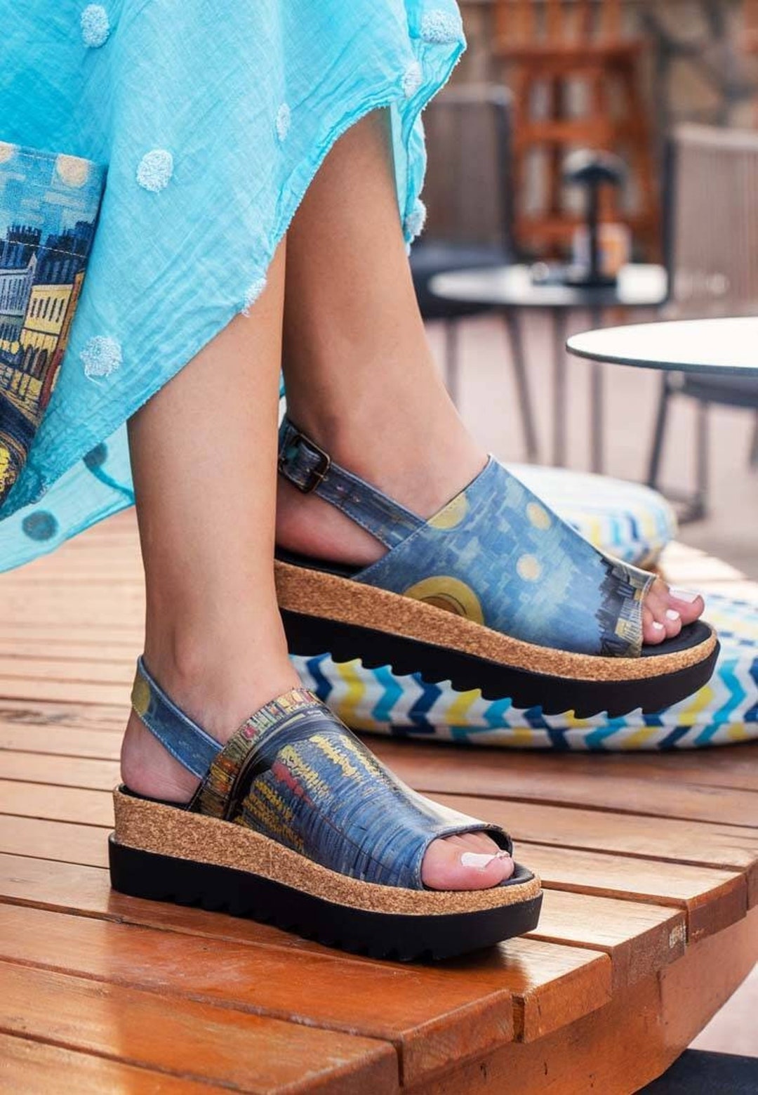 DOGO, Women Wedge Sandals, Platform Sandals, Vegan Leather Sandals