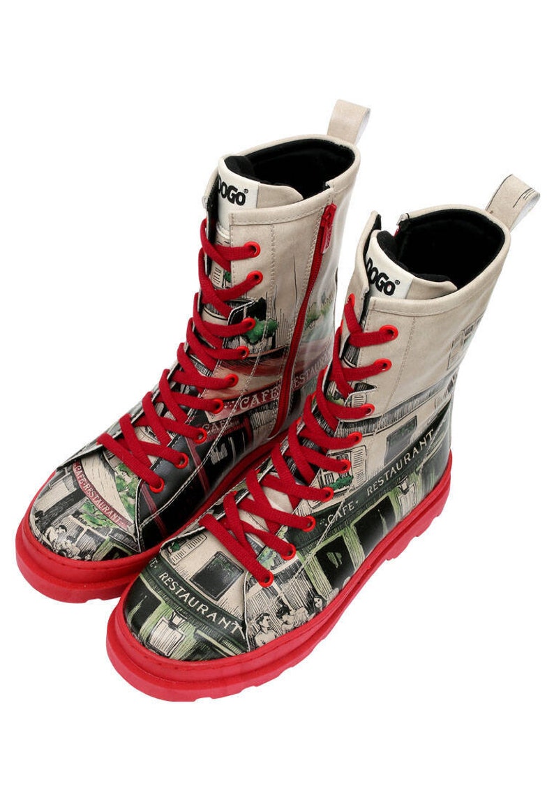 DOGO, Gisele La Vie Parisienne, Custom Printed, Vegan, Handmade, Chunky Heel, Red Sole Shoes image 9