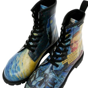 DOGO, Vincent van Gogh, Starry Night, Van Gogh Print, Combat Boots, Custom Boots, Celestial Shoes, Goth Boots, Printed Shoes image 2