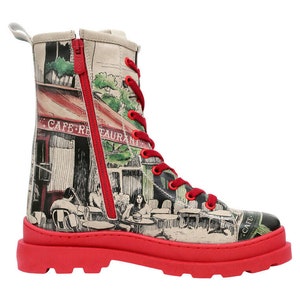 DOGO, Gisele La Vie Parisienne, Custom Printed, Vegan, Handmade, Chunky Heel, Red Sole Shoes image 5