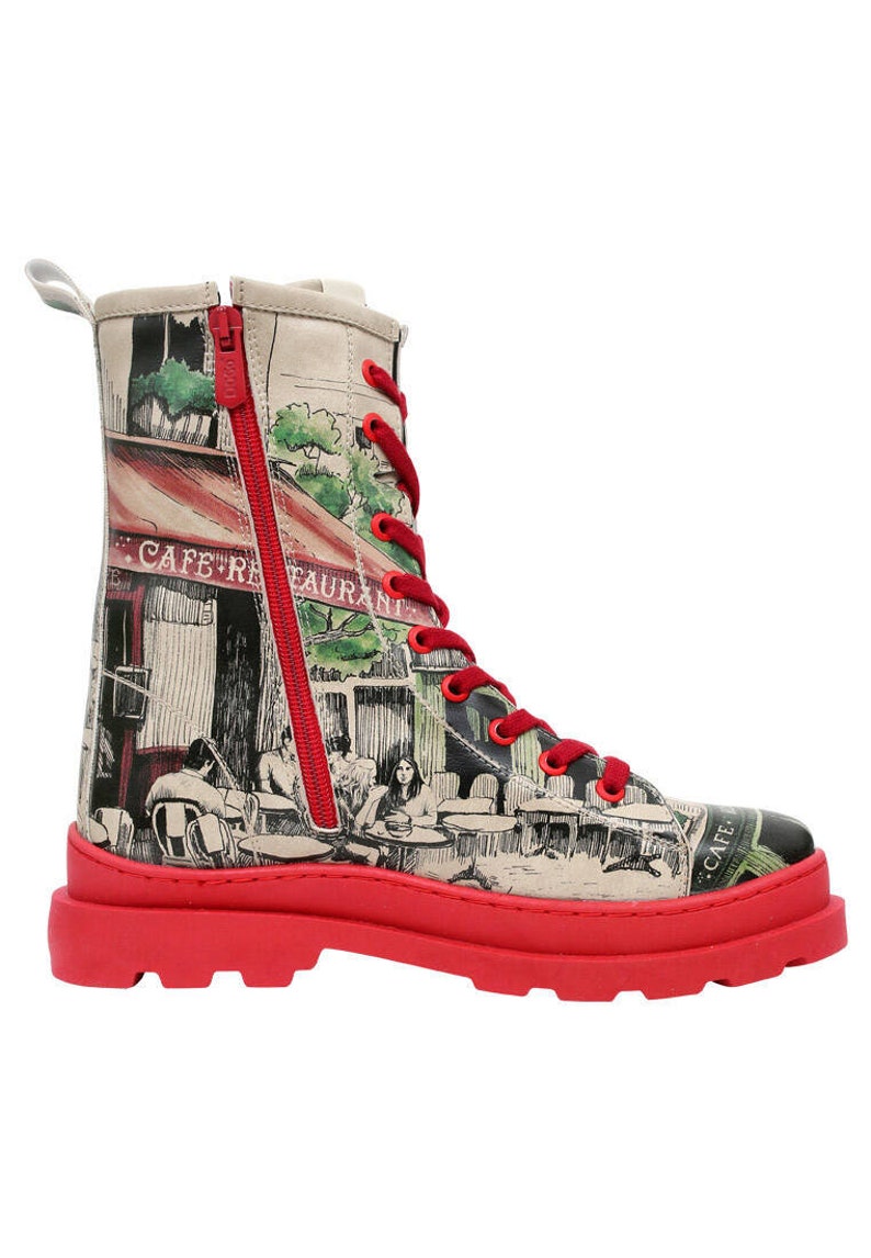 DOGO, Gisele La Vie Parisienne, Custom Printed, Vegan, Handmade, Chunky Heel, Red Sole Shoes image 5