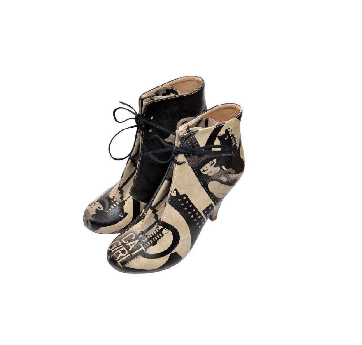 DOGO, Ankle Platform Boots, Pump Shoes, Gothic Boots, Black Boots, Winter Boots, Printed Shoes, Vegan Leather, Jazzy Boots, Cat Girl