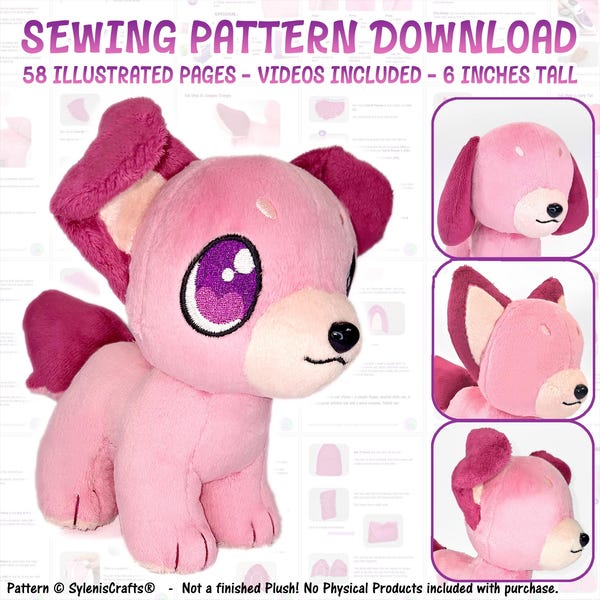 Patrón de costura en PDF - Peluche base de cachorro Chibi 2024