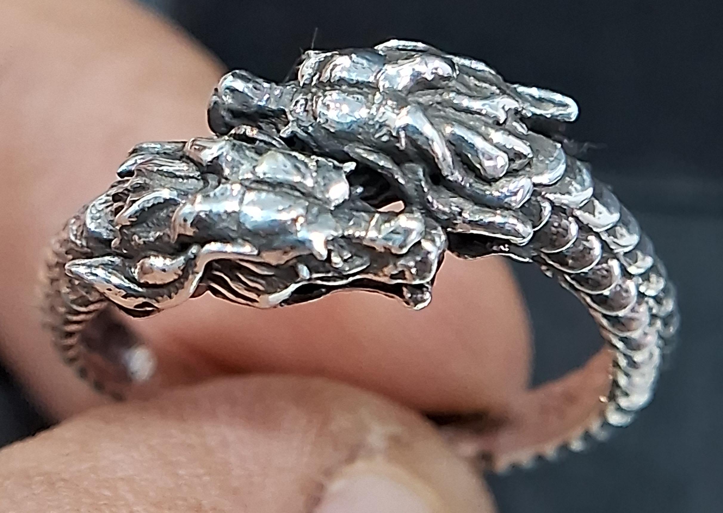 Double Dragon Ring: Korean Dragon Gothic Vintage Styleoxidized