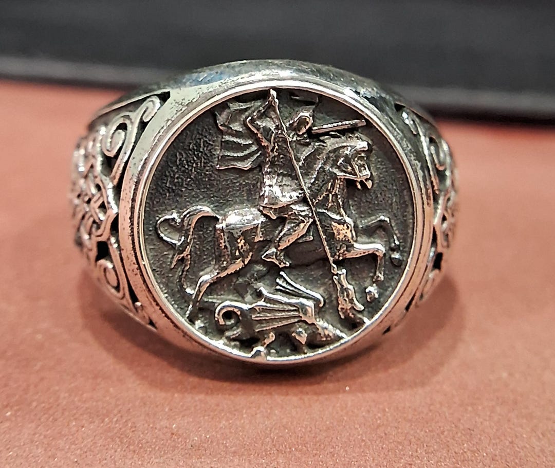 Byzantine Knight Ring: Sterling Silver Saint George Signet - Etsy