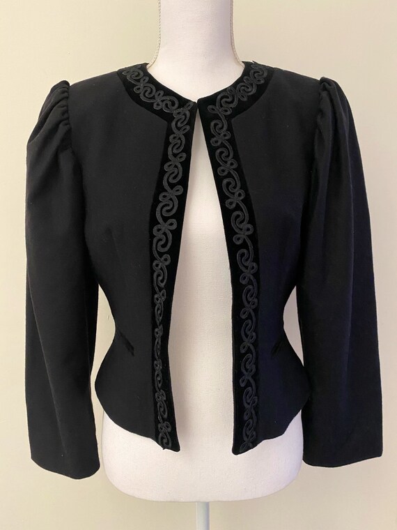 Vintage Brocade Cropped Black Jacket - image 2