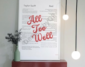 All Too Well - Taylor Swift-poster