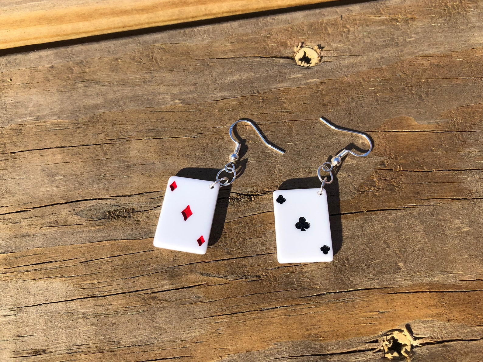 Ace of Spades or Ace of Diamonds Playing Cards Earrings Etsy