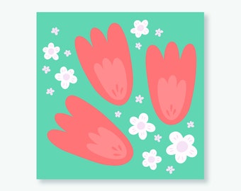 Florale Grüne Beatiful Bunte Bi-fold Postkarte mit Frühlingsblumen Illustration