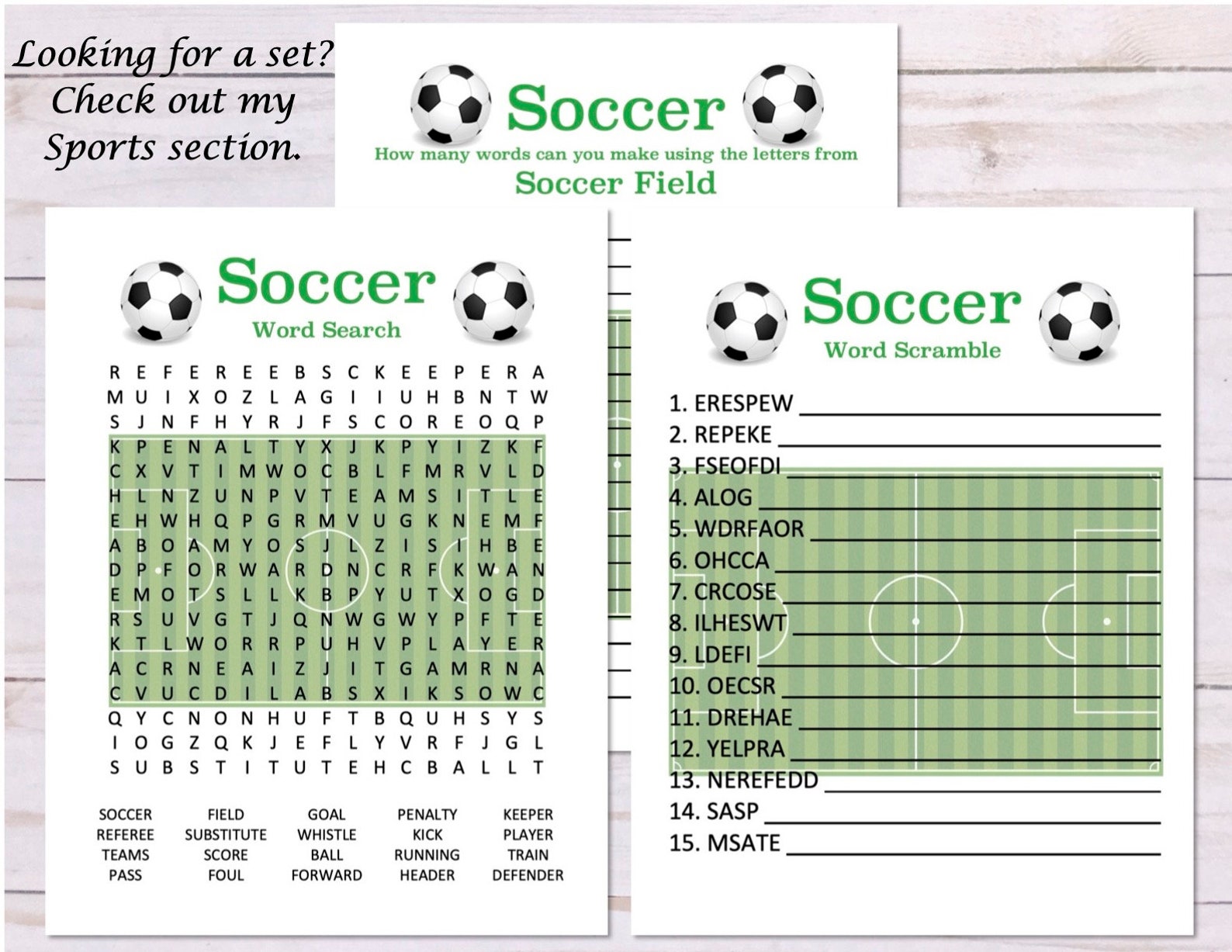 Soccer Word Search Game Soccer Party Game Printable Soccer Etsy