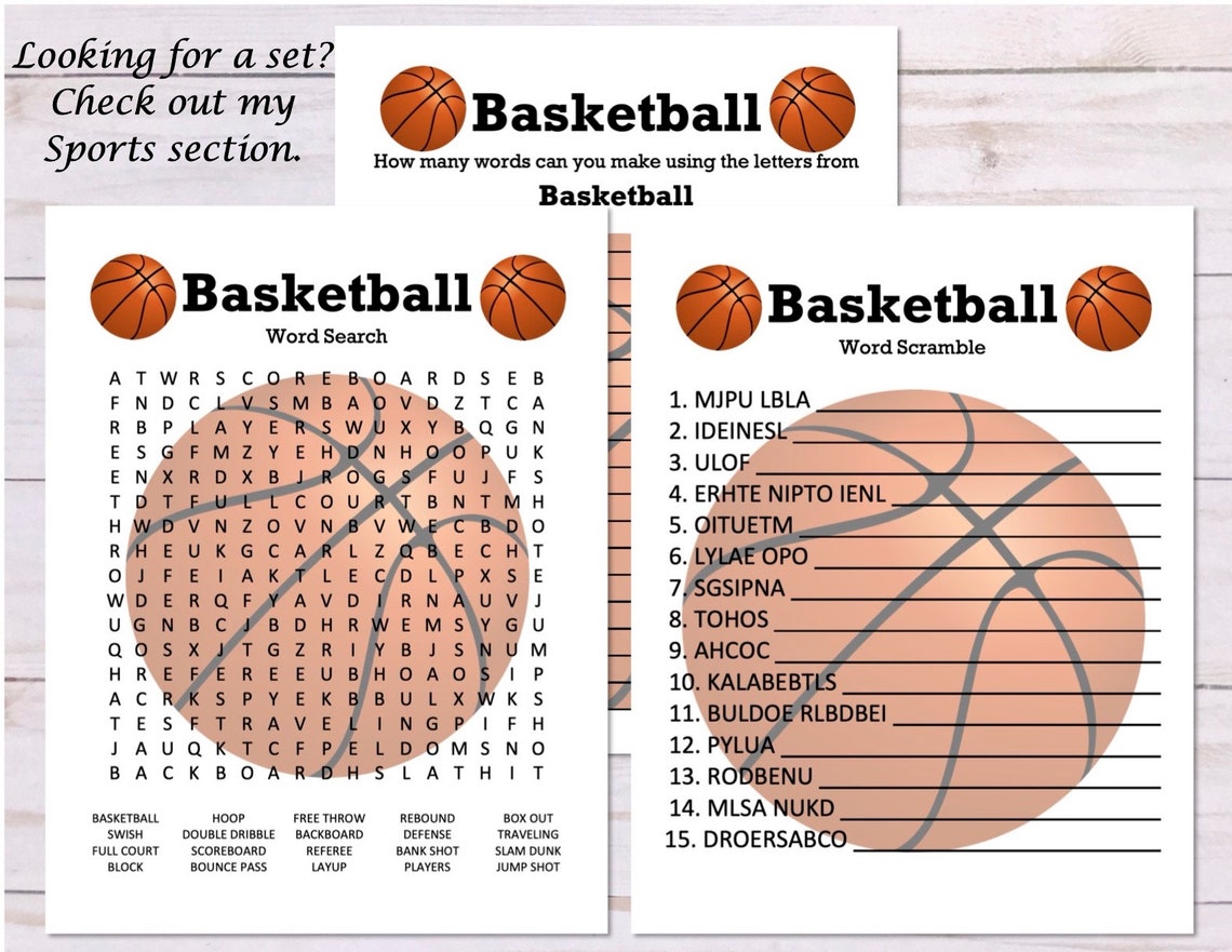 Basketball Word Search Game Basketball Game Printable - Etsy
