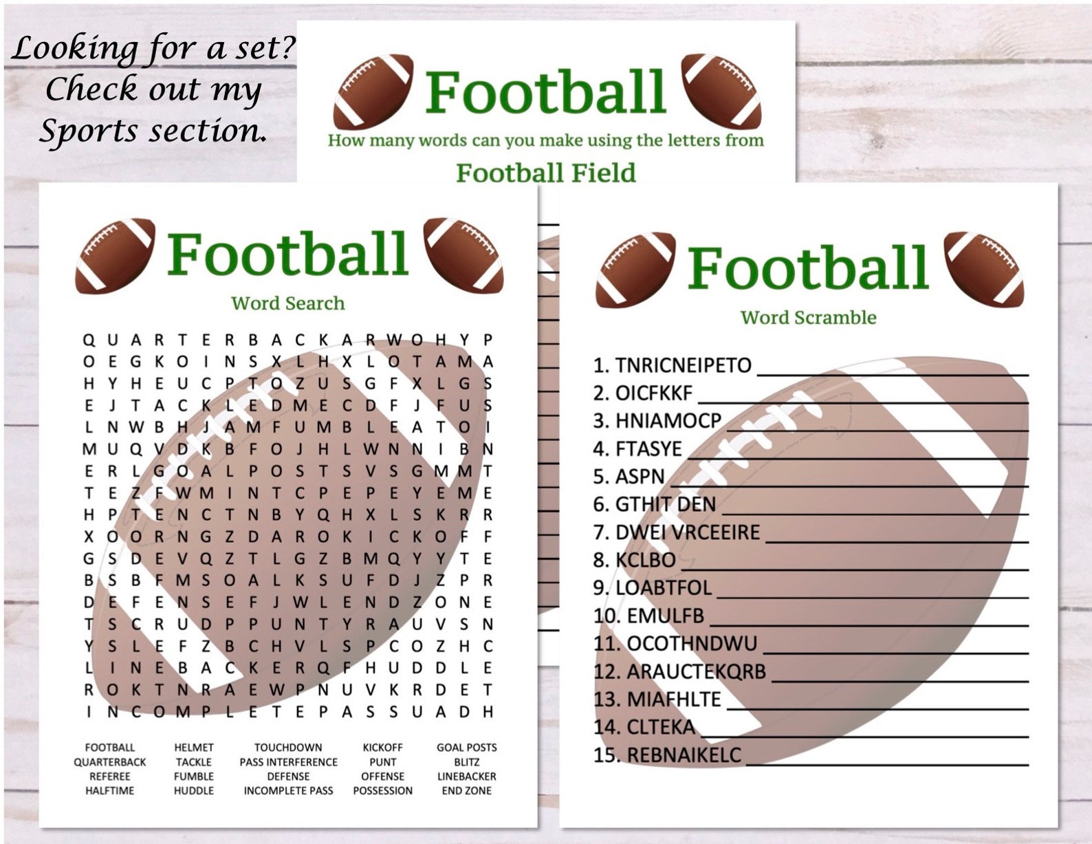 Football Word Scramble Game Football Party Game Printable Etsy