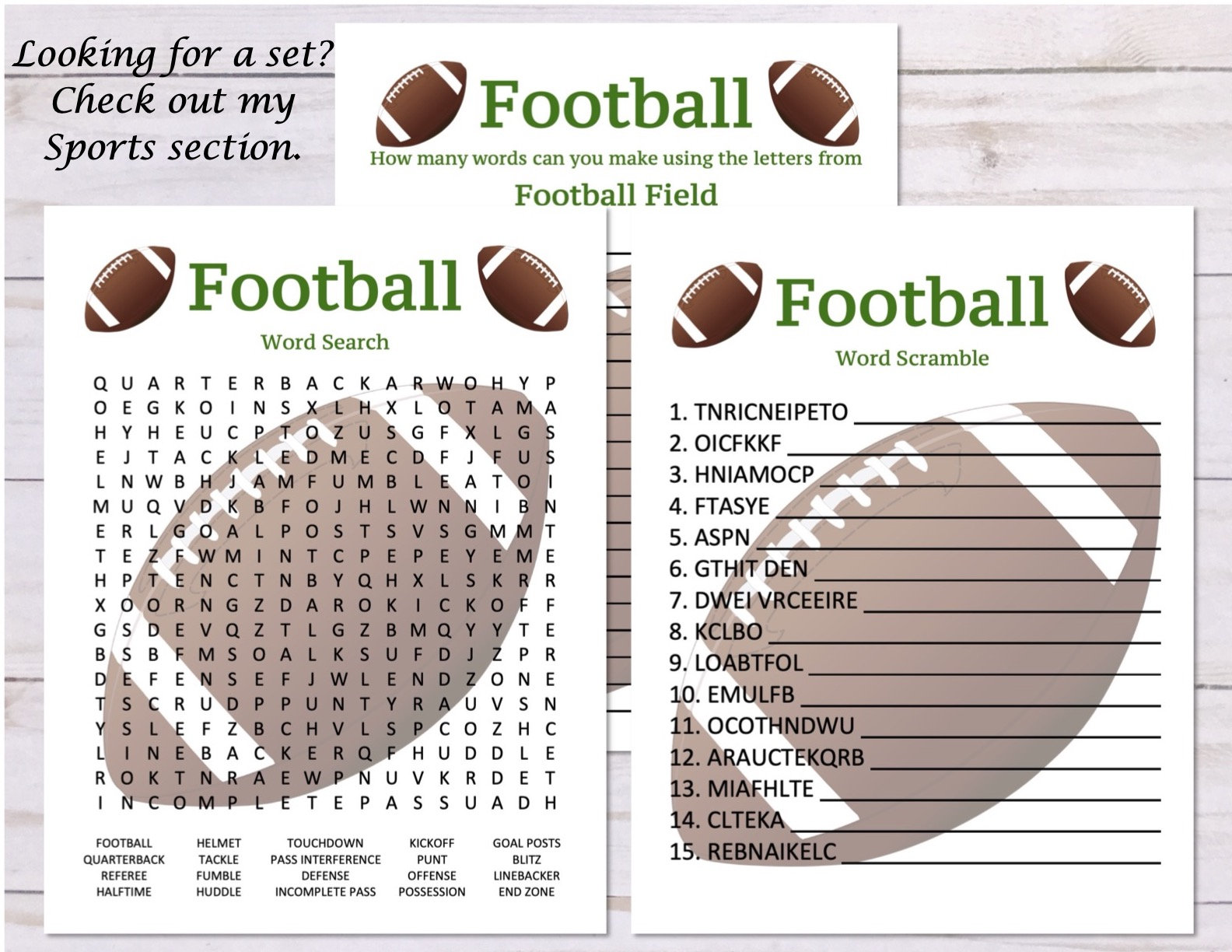 Football Word Scramble Game Football Party Game Printable Etsy