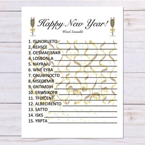 Set of 4 Happy New Year Games, Word Search, Word Scramble, Anagram, My ...