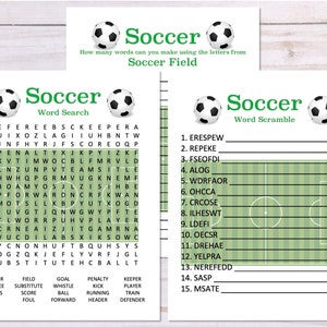 3er Set Fußballspiele, Wortsuche, Wortsuche, Anagramm, Fußball-Partyspiel-Ausdrucke, Fußball-Ausdrucke
