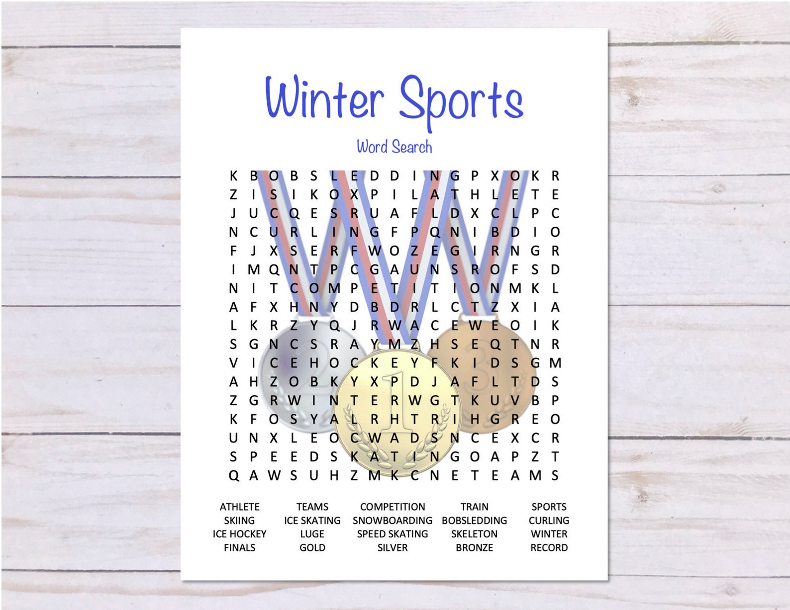 Winter Sports Word Search Game Winter Sports Game Printable Etsy
