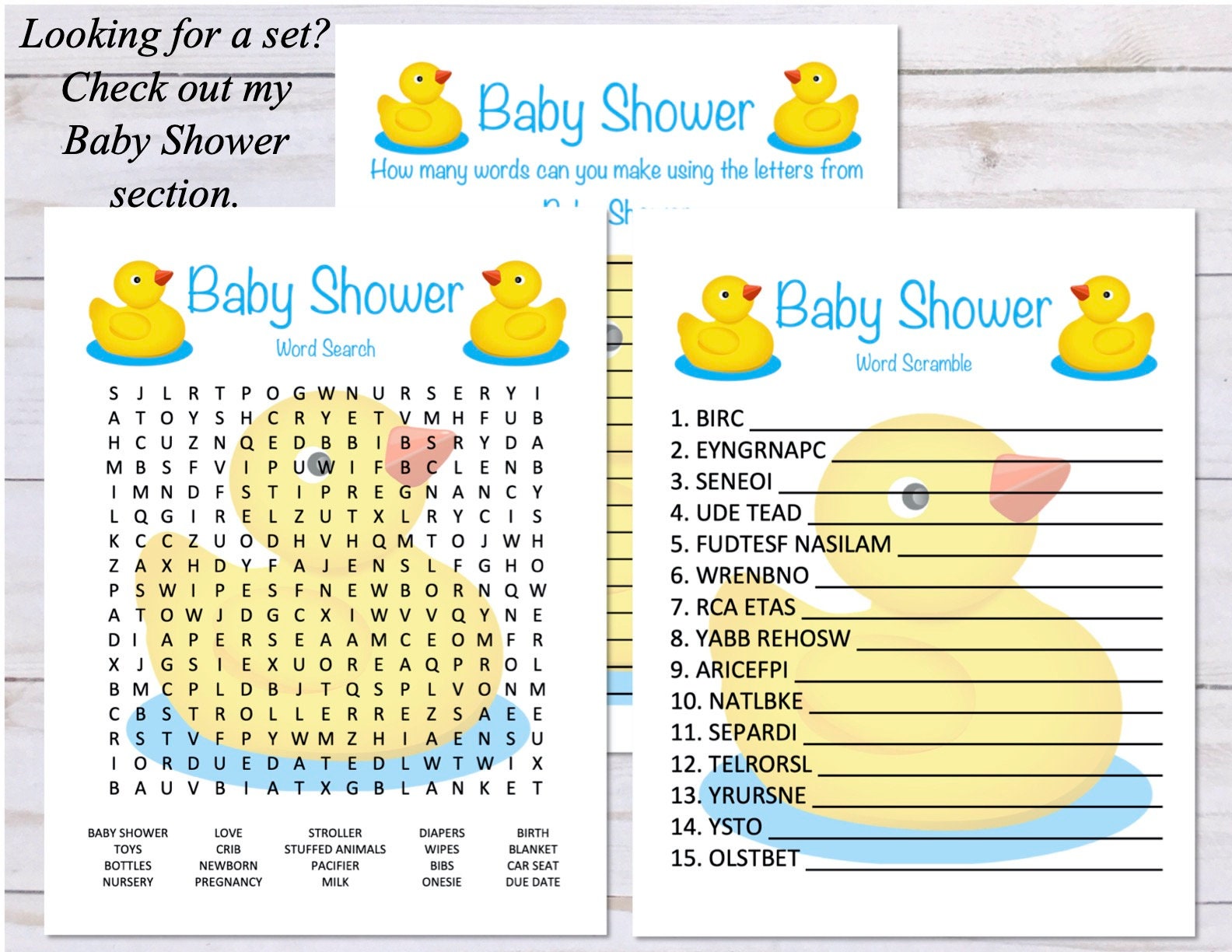 baby shower word scramble game baby shower party game etsy