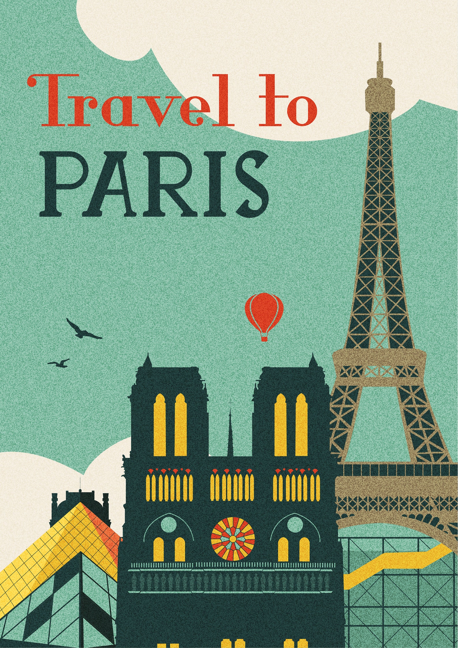 Retro Vintage Travel To Paris Poster Paris wall art | Etsy