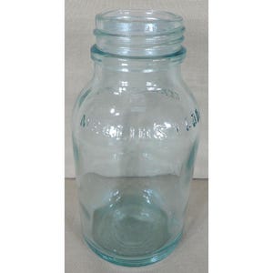 3 Vintage Mellins Food Embossed Aqua Glass Jar Boston 6 1/4&quot; Tall Antique Bottle