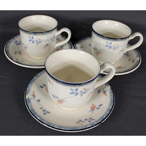 Keltcraft By Noritake Ireland Eastfair 9171 Cups, Saucers Set Of 3 Microwave & Oven Safe