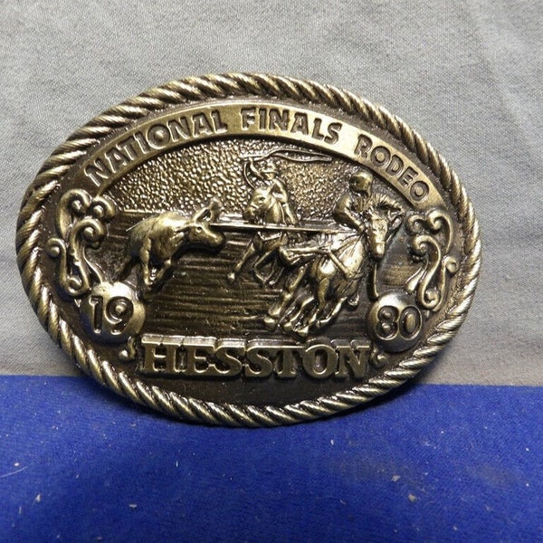 1980 Hesston National Finals Rodeo Belt Buckle NFR Cowboy Western Rodeo